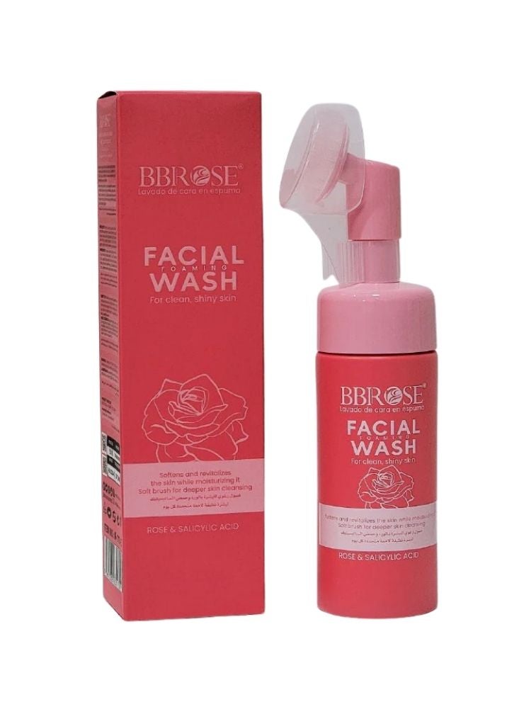 BBROSE BB Rose Rose & Salicylic Acid Foaming Facial Wash with Silicone Brush – Deep Cleansing Face Wash for Oily & Acne-Prone Skin - Image 1